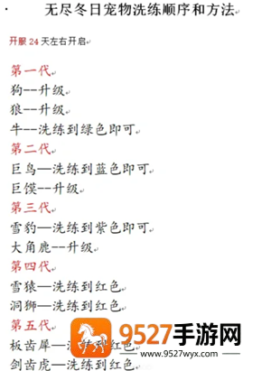 无尽冬日宠物升级顺序 无尽冬日宠物洗练攻略