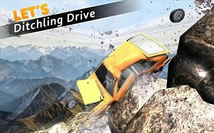 汽车碰撞飞跃峡谷Car Crash Driving