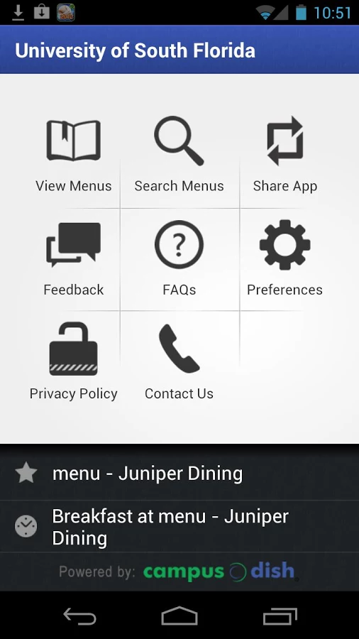 CampusDish Menus